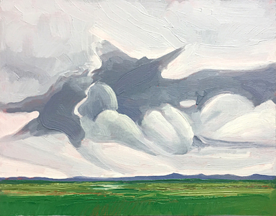 Chris Stoffel Overvoorde painting, Wild Clouds Alberta, for sale from Eyekons Gallery